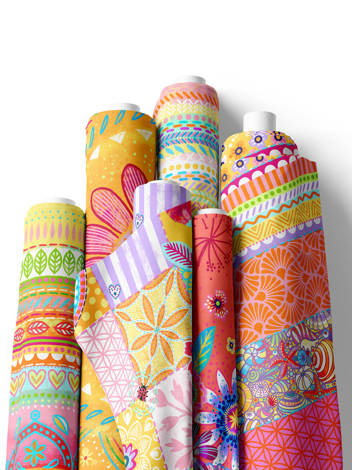 Patchwork Nähte gelb – Stoff