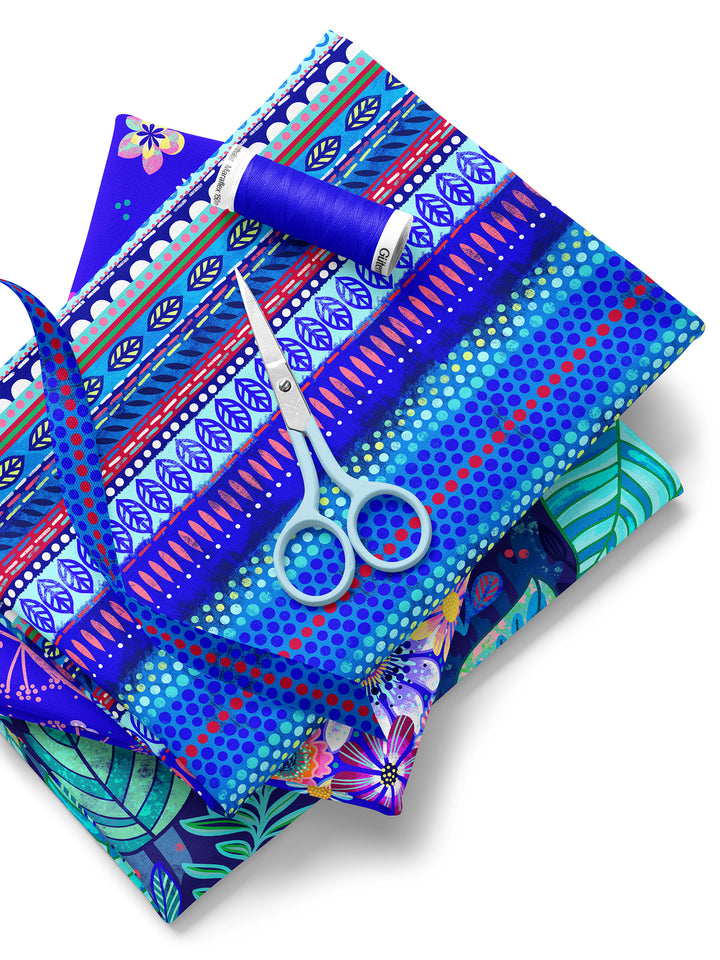 Boho-Bordüren blau – Stoff