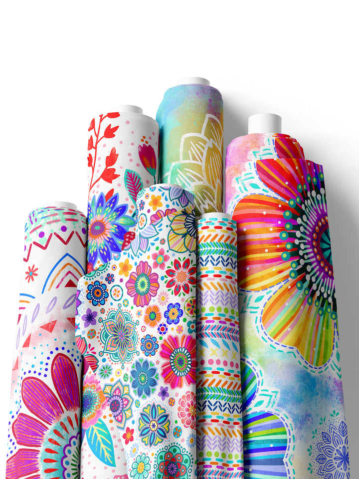 Patchwork Nähte weiß-bunt – Stoff
