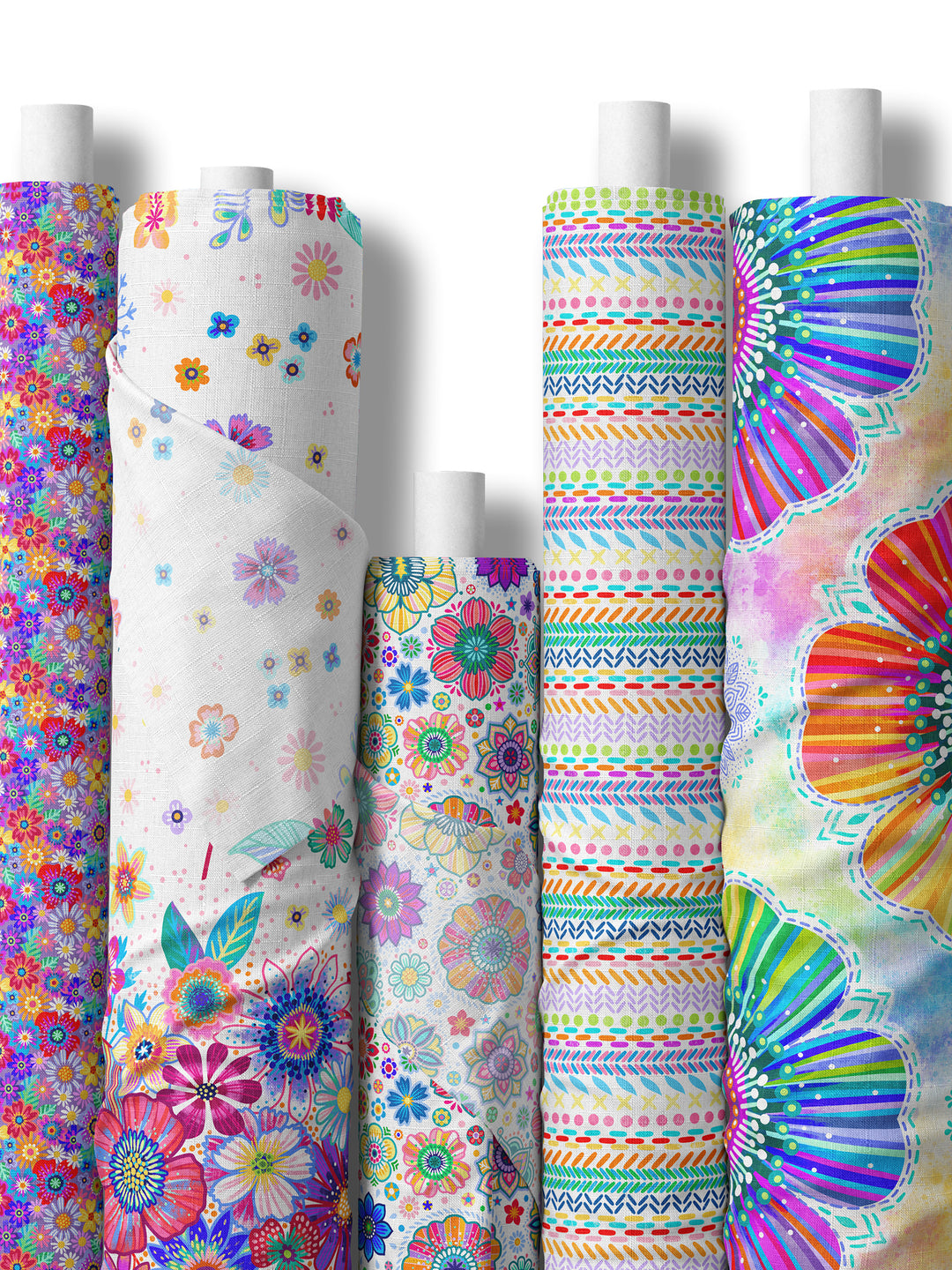 Patchwork Nähte weiß-bunt – Stoff