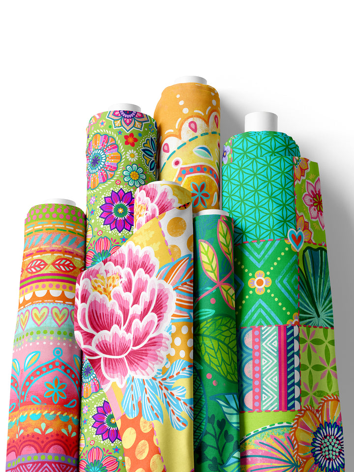 Patchwork Quadrate grün – Stoff