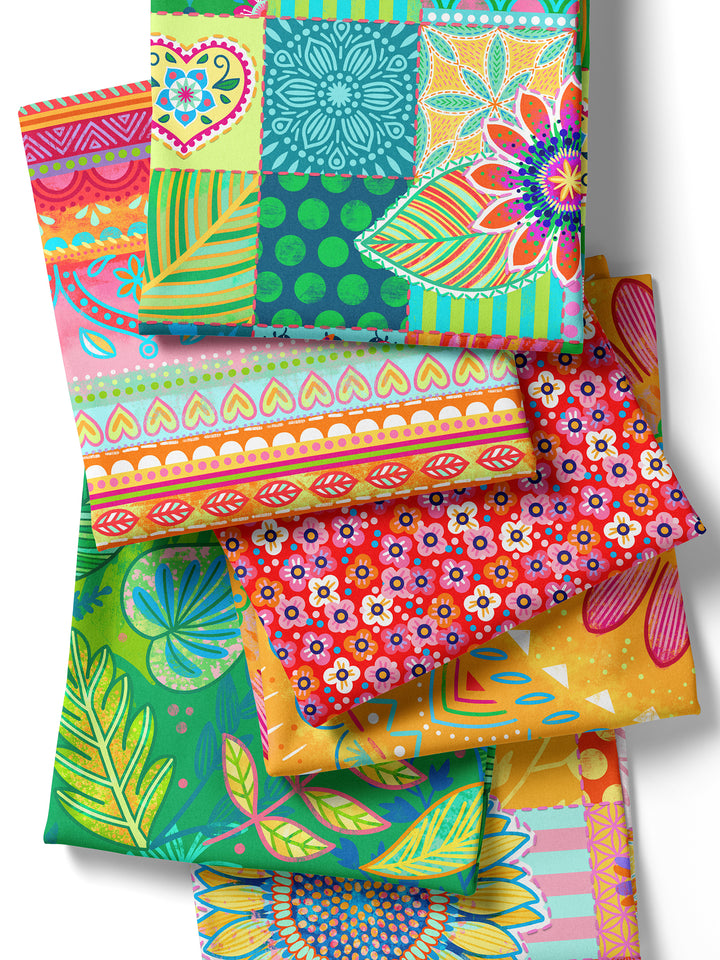 Patchwork Quadrate grün – Stoff
