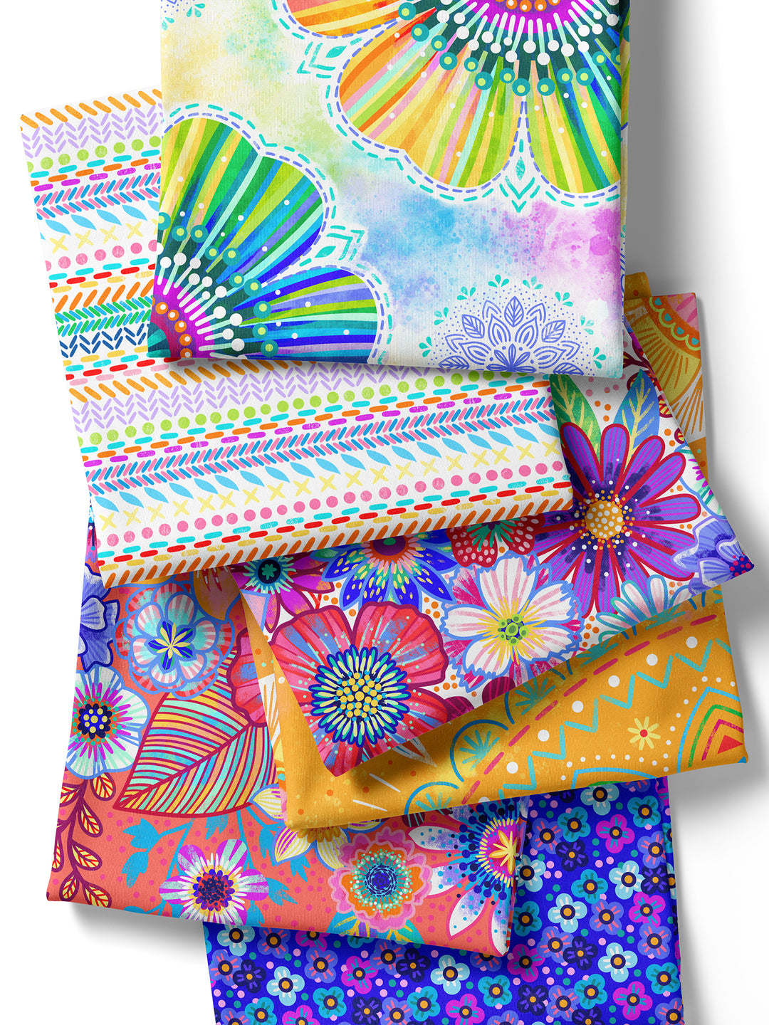 Patchwork Nähte weiß-bunt – Stoff