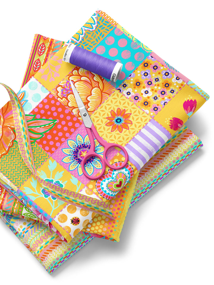 Patchwork Quadrate gelb – Stoff