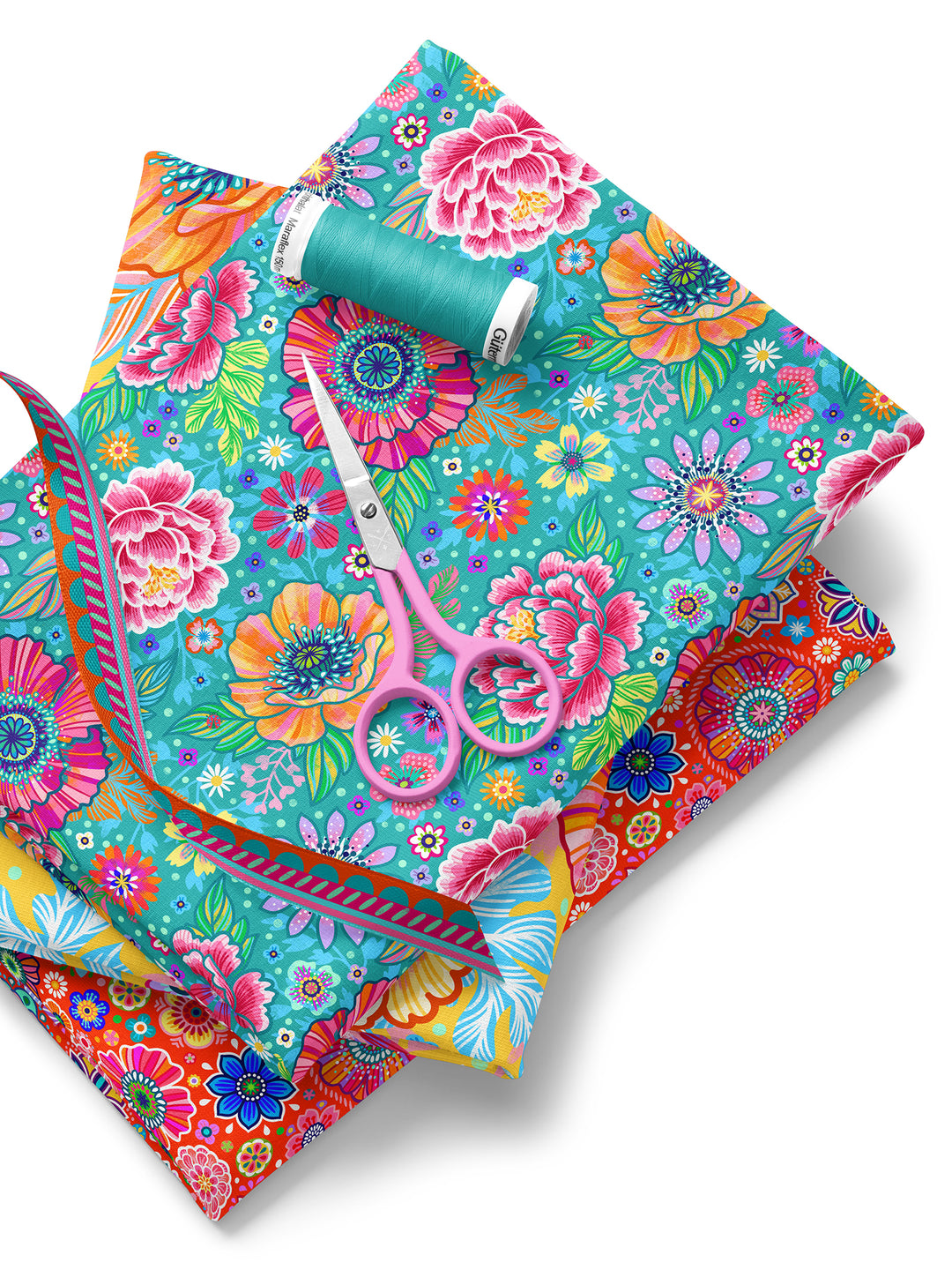 Blumenzauber MINI türkis – Stoff