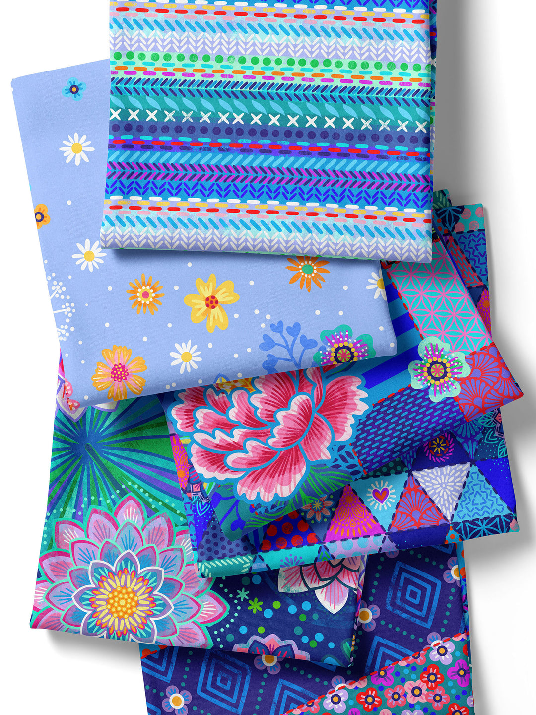 Patchwork Nähte blau - Stoff