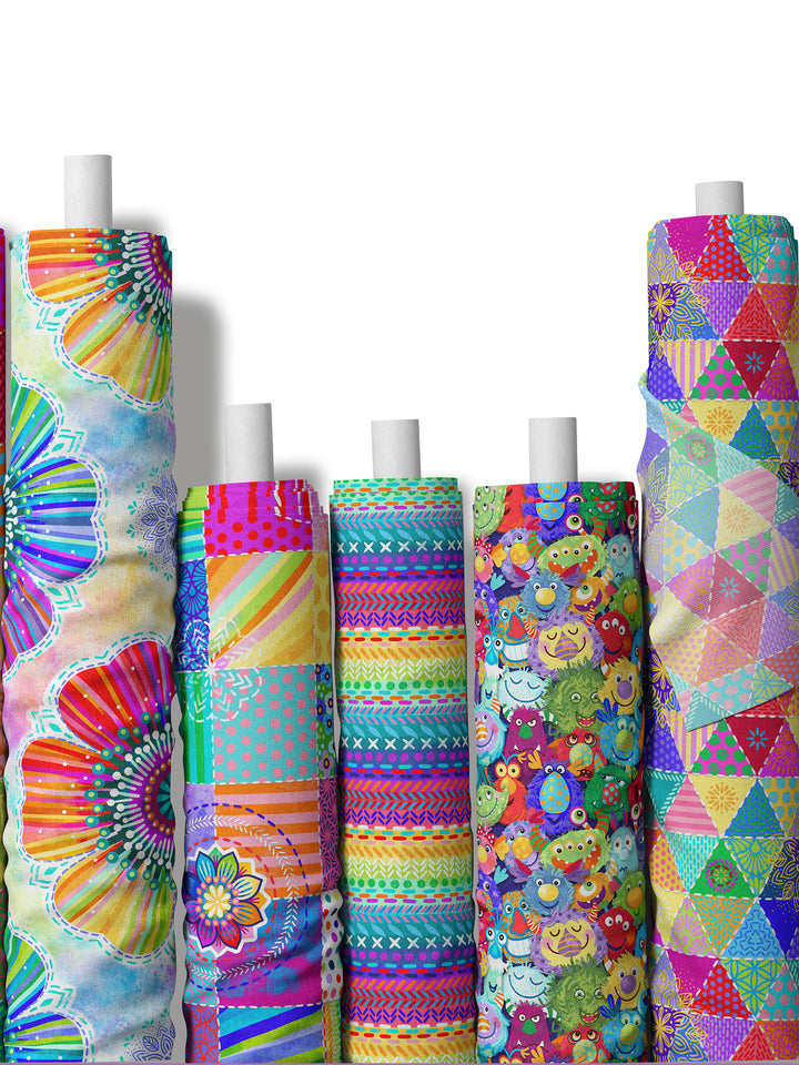 Patchwork Quadrate bunt - Stoff