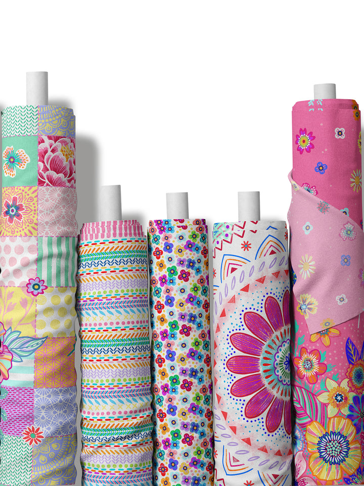 Patchwork Nähte weiß bunt - Stoff