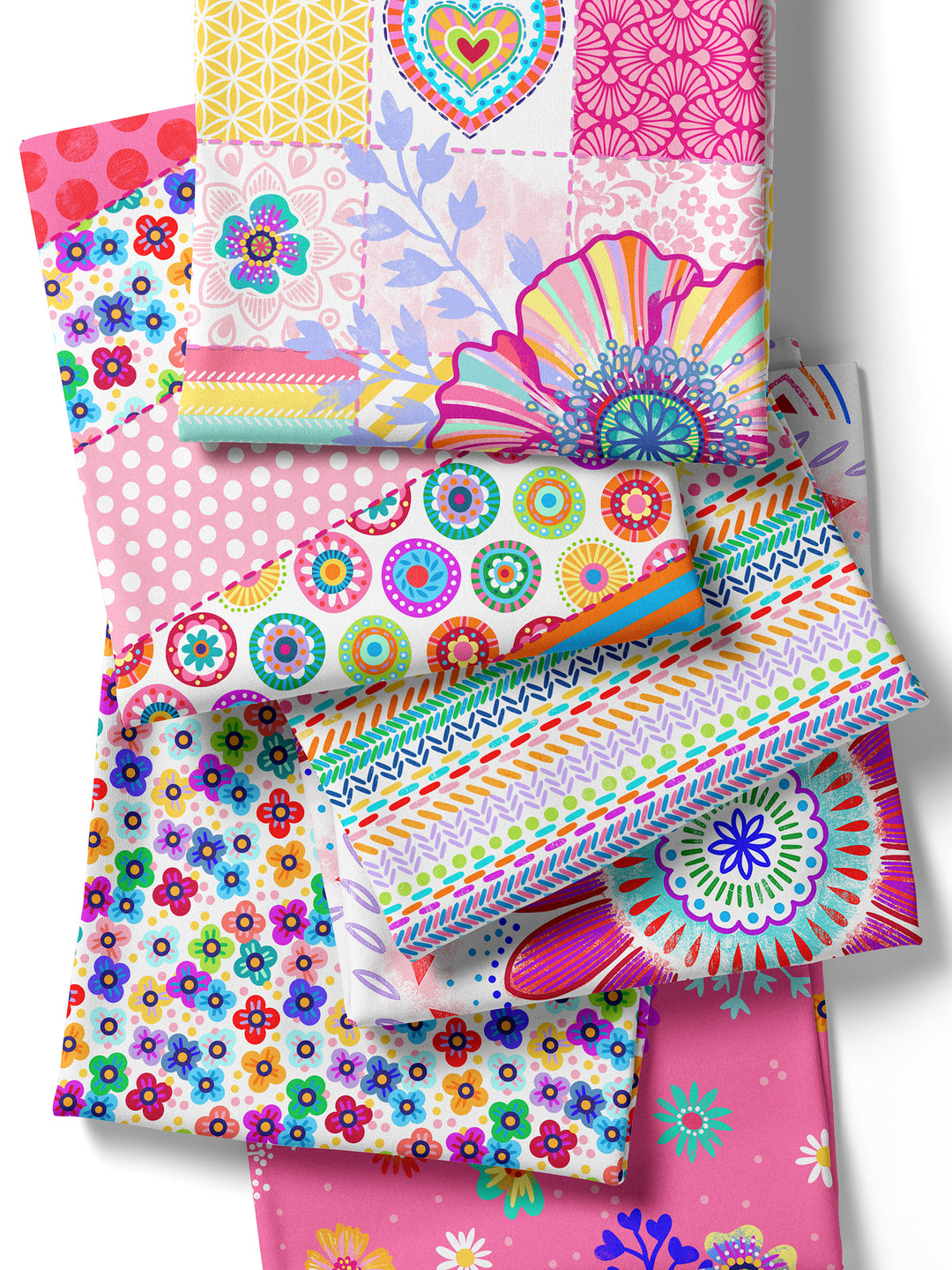 Patchwork Nähte weiß bunt - Stoff
