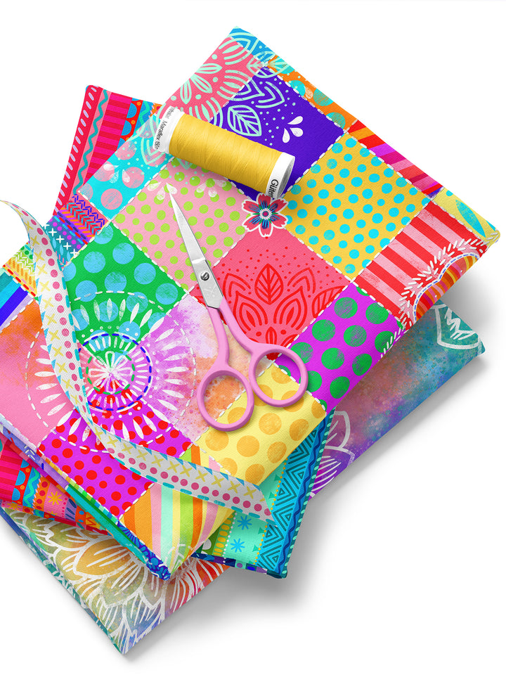 Patchwork Quadrate bunt - Stoff