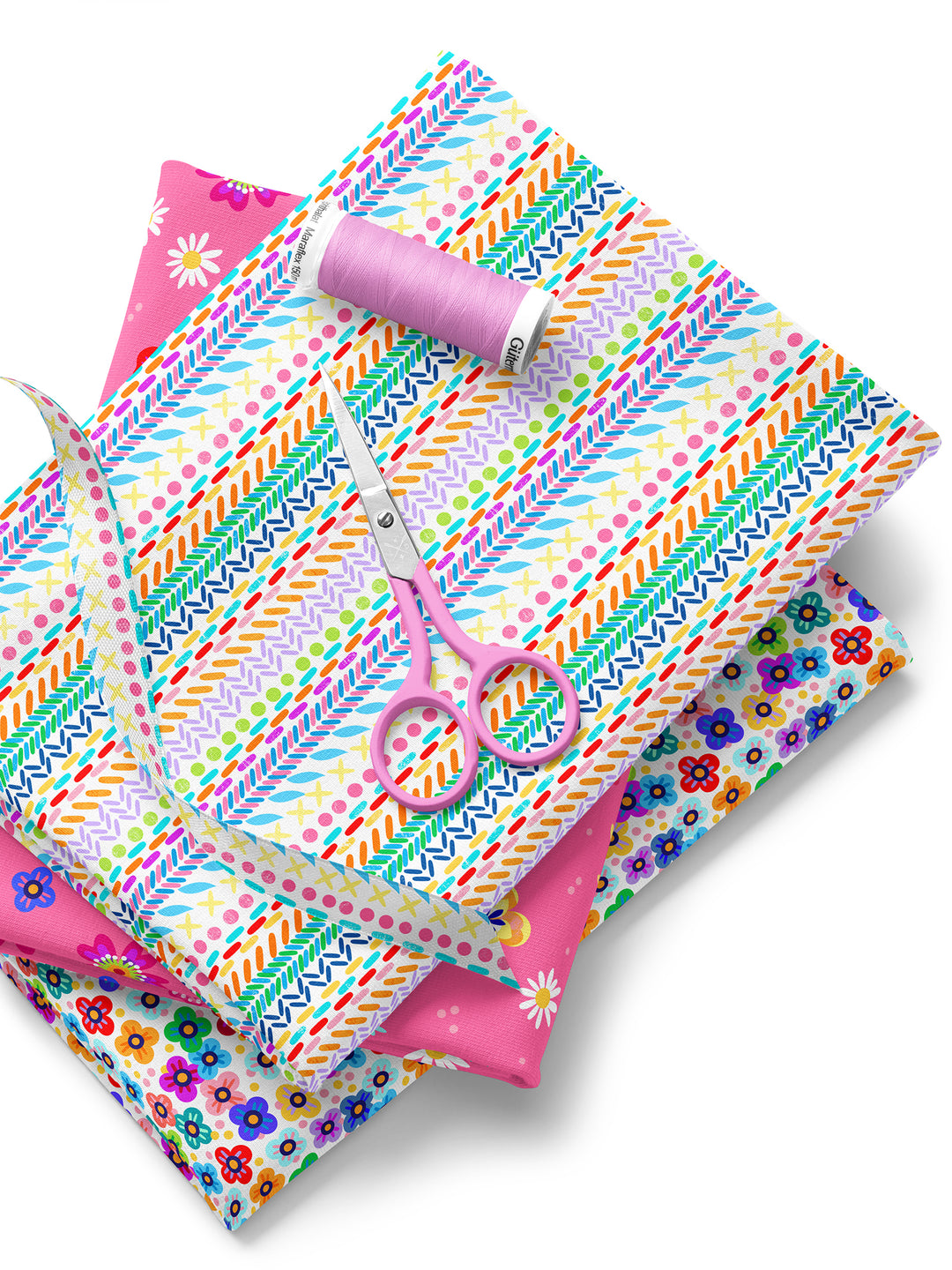 Patchwork Nähte weiß bunt - Stoff