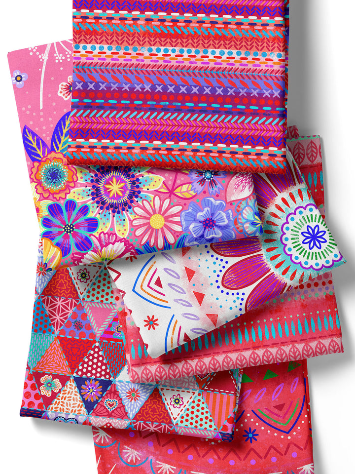 Patchwork Nähte rot - Stoff