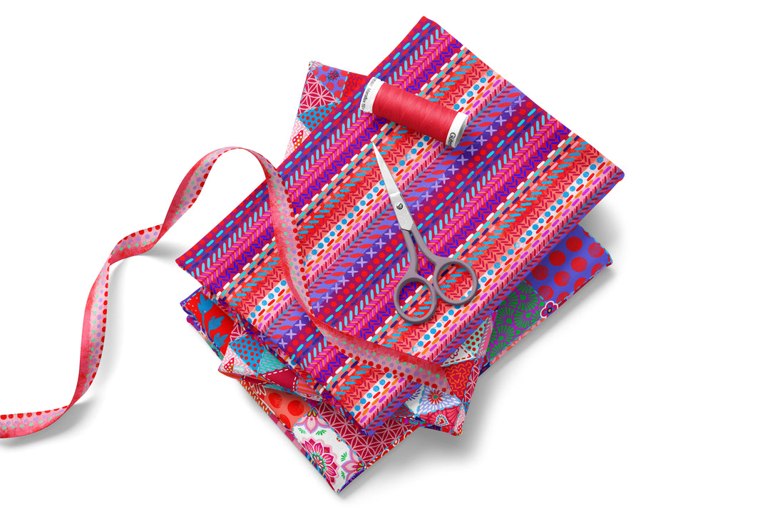 Patchwork Nähte rot - Stoff