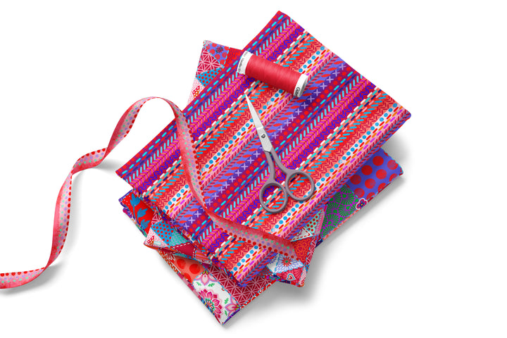 Patchwork Nähte rot - Stoff