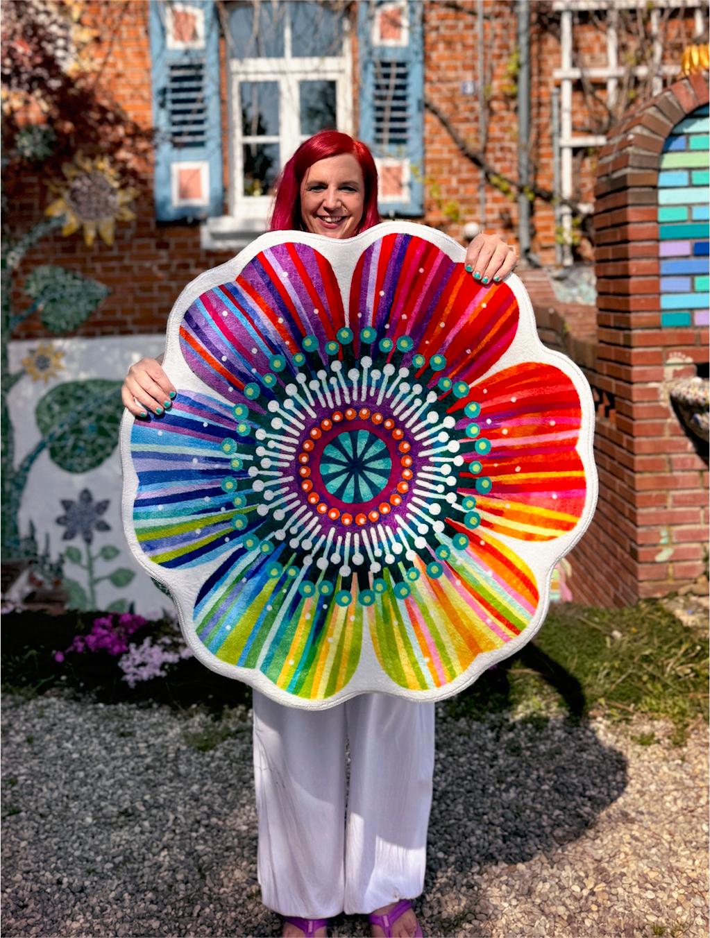 Teppich - Regenbogenblume Rund