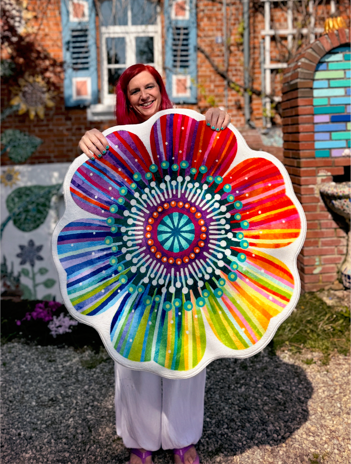 Teppich - Regenbogenblume Rund