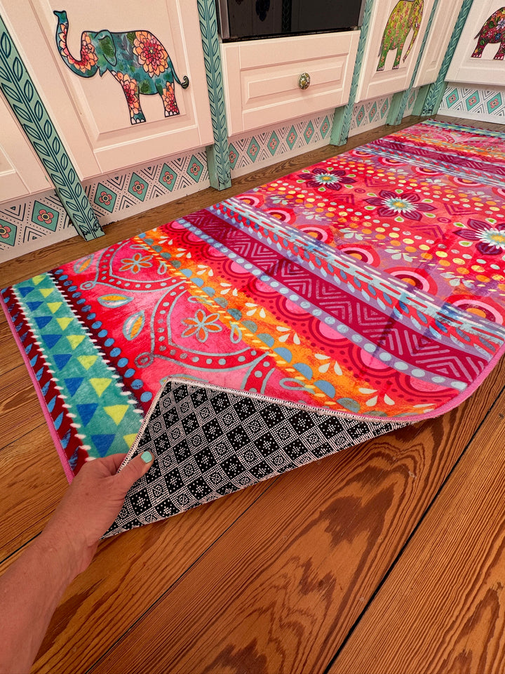 Teppich - Boho LÄUFER Pink Orange