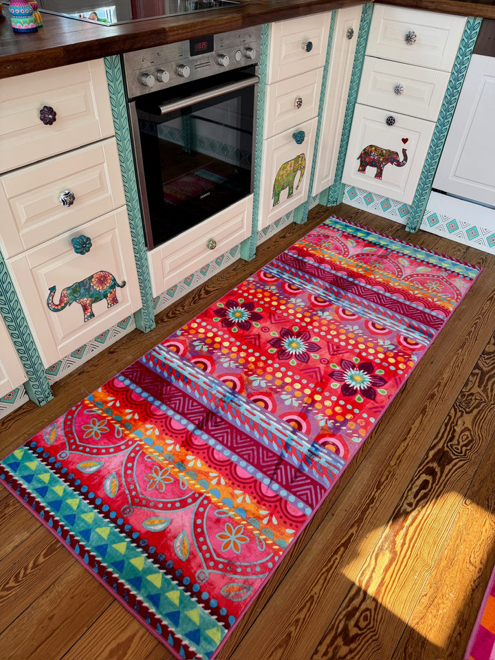 Teppich - Boho LÄUFER Pink Orange