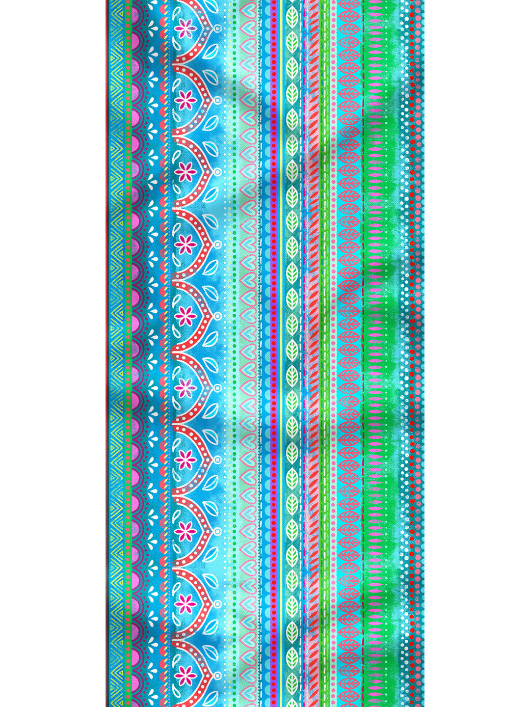 Tuch Boho-Bordüren rot-grün