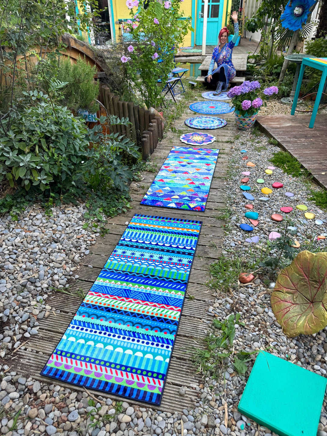 Teppich - Mandala-hellblau