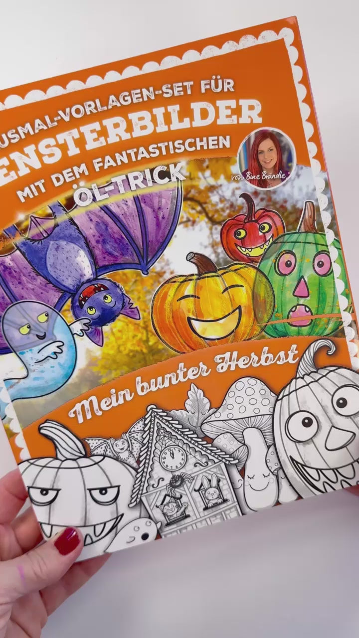 AUSMAL-VORLAGEN-SET FÜR FENSTERBILDER MIT DEM FANTASTISCHEN ÖL-TRICK Mein bunter Herbst