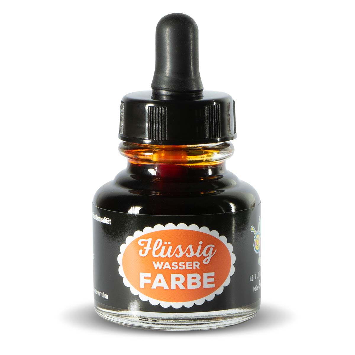 Flüssigwasserfarbe Orange in Glasflasche mit Pipette – hochpigmentierte flüssige Wasserfarbe für Malen, Basteln und kreative Projekte #farbe_orange