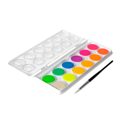 12 leuchtende Neon-Wasserfarben für Hobby-Künstler offen