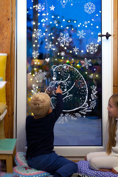 XXL Vorlagen für Fensterbilder, Mega Sammelmappe  Beispielbild Bär am Fenster